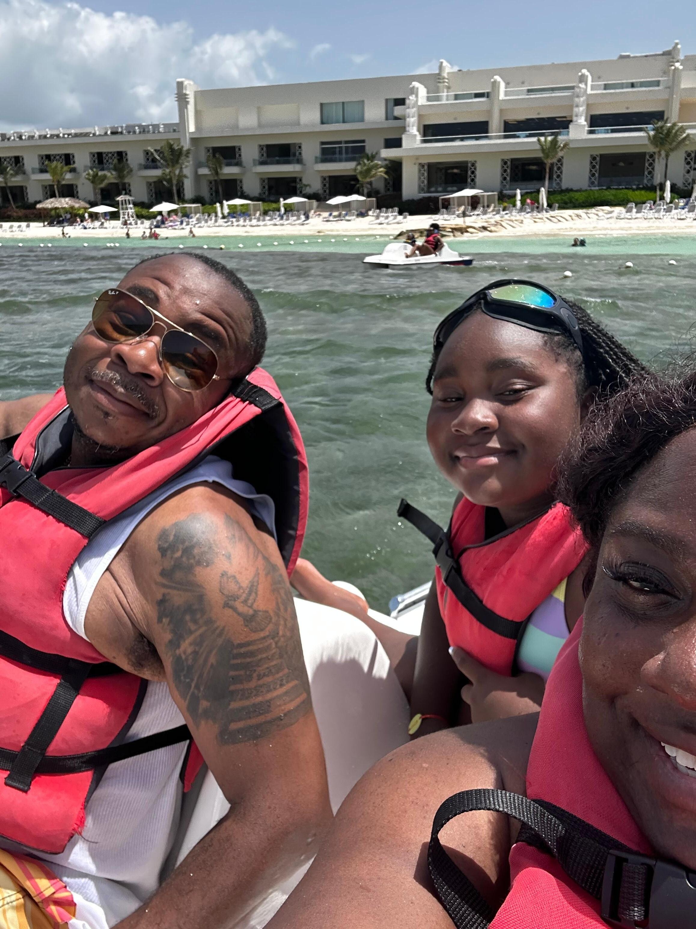 Family paddle boating 