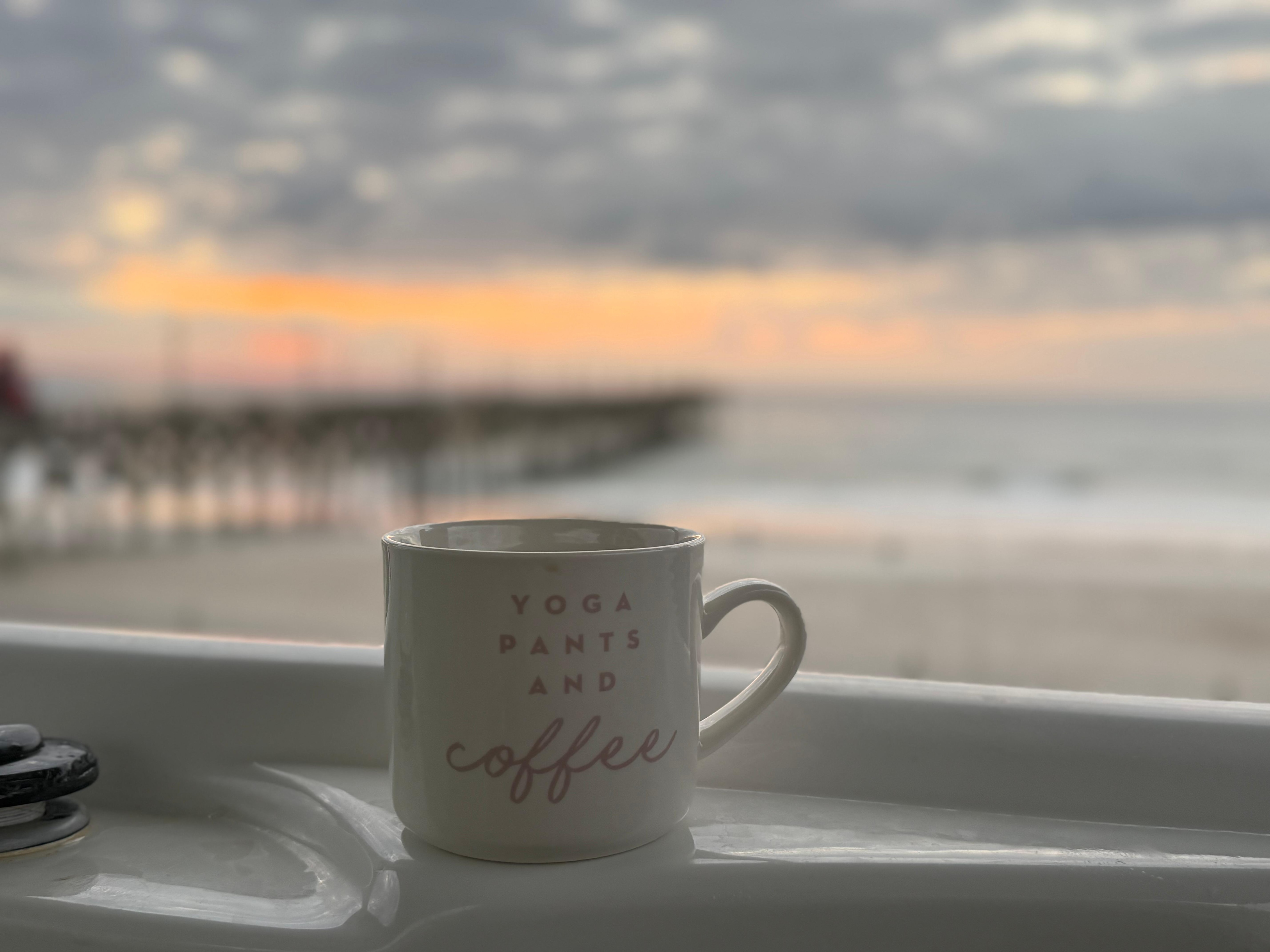 Morning coffee in the hot tub 