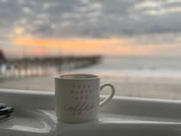 Morning coffee in the hot tub