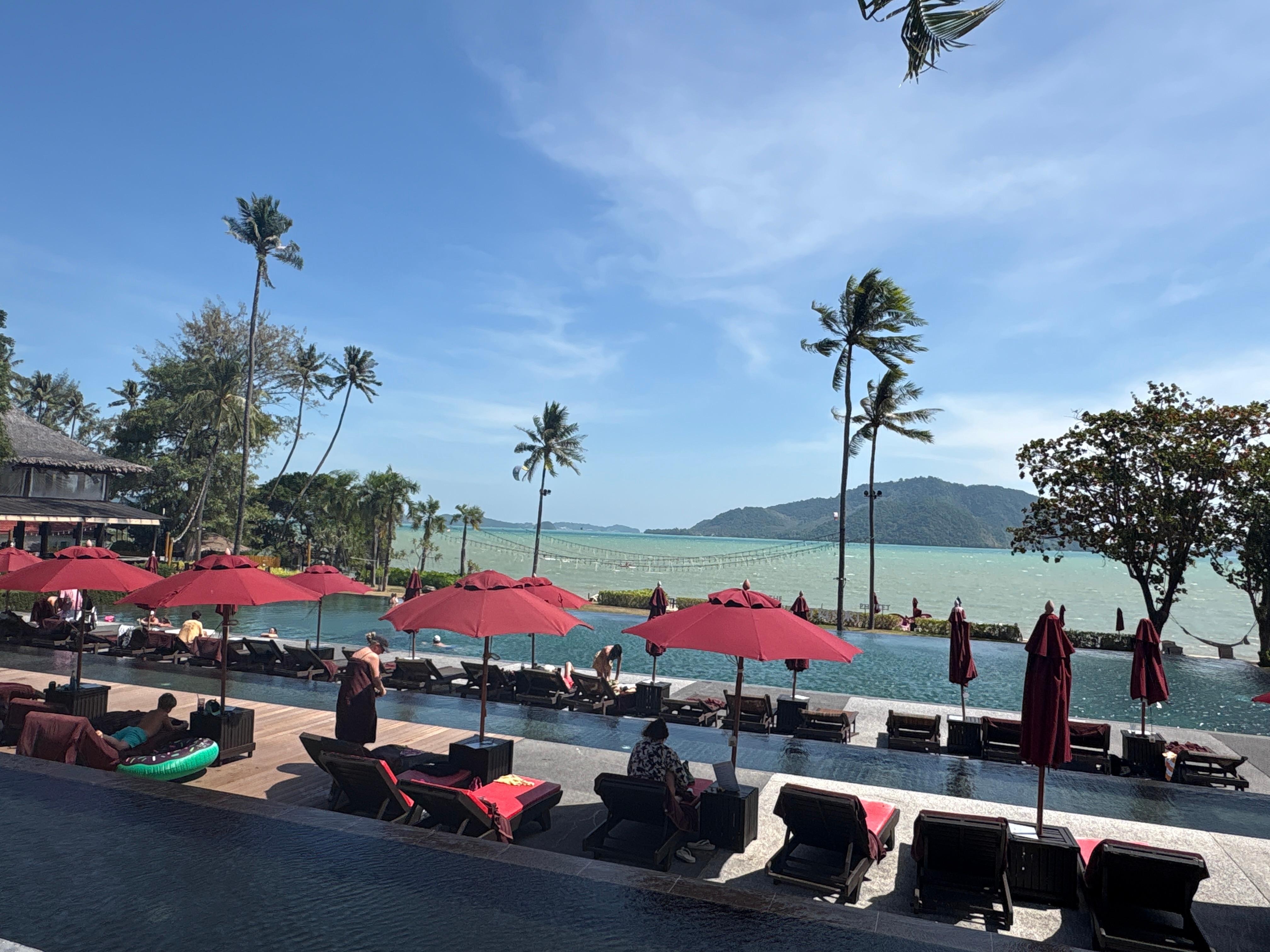 Amazing pool (as beach is not good for swimming). Many kids though. 