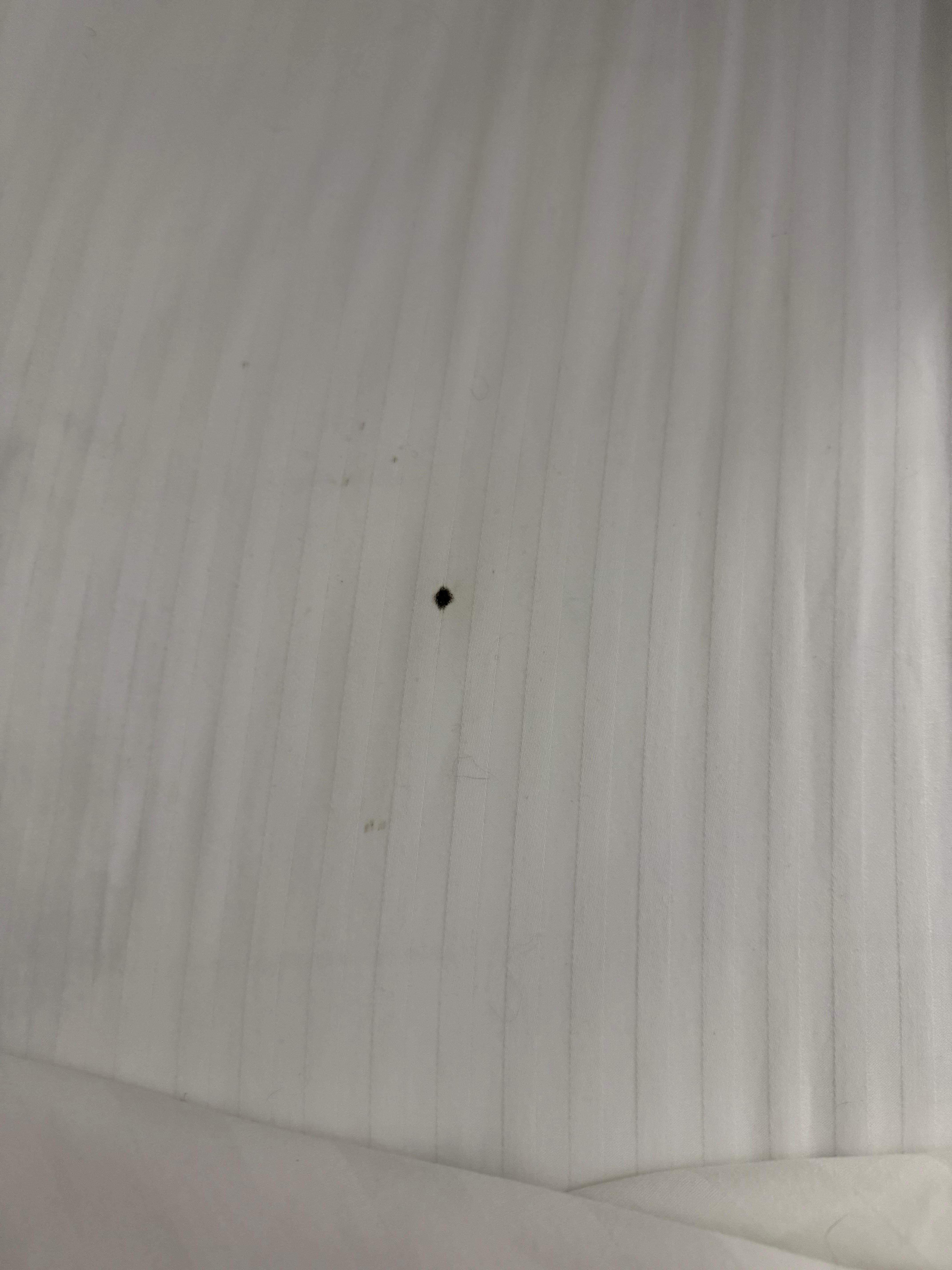 Stains on the bed.