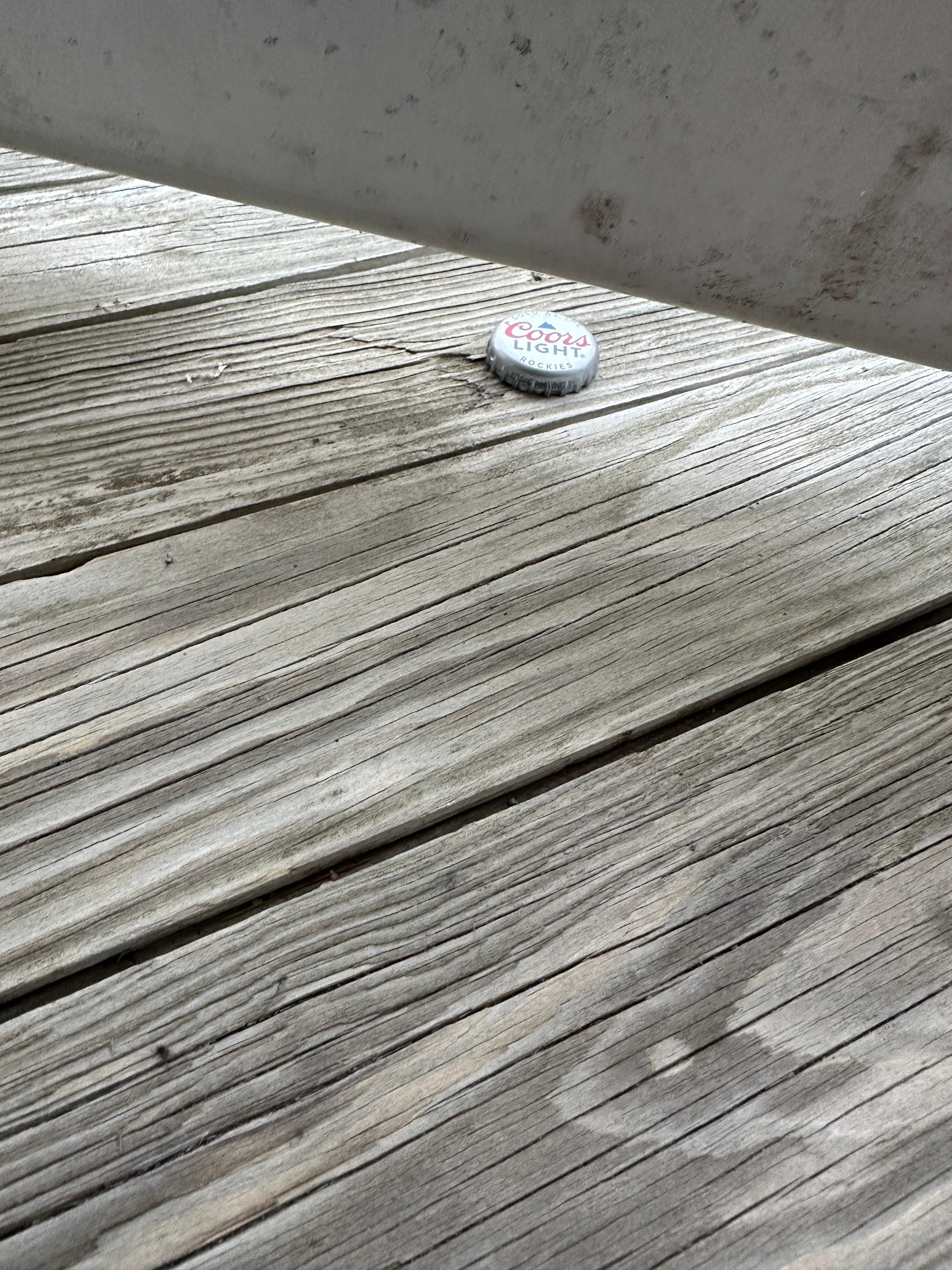 Bottle cap on the deck