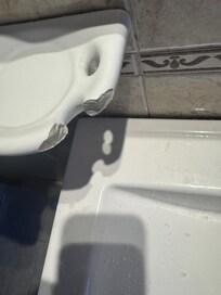 Broken sharp porcelain in the bathroom