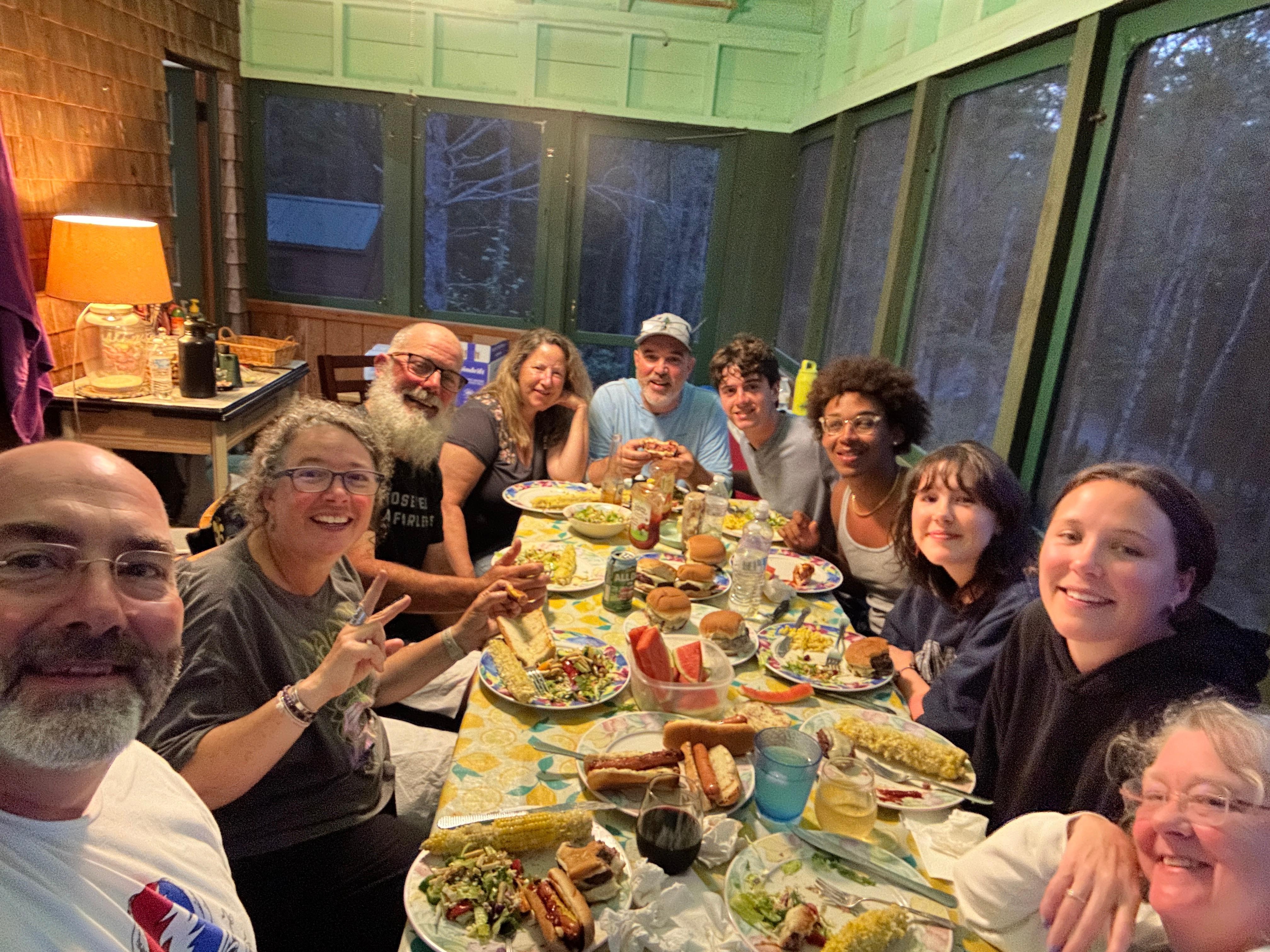 Our cousin and his wife joined us for dinner one night. It was a squeeze for ten of us, but we made it work. So fun!