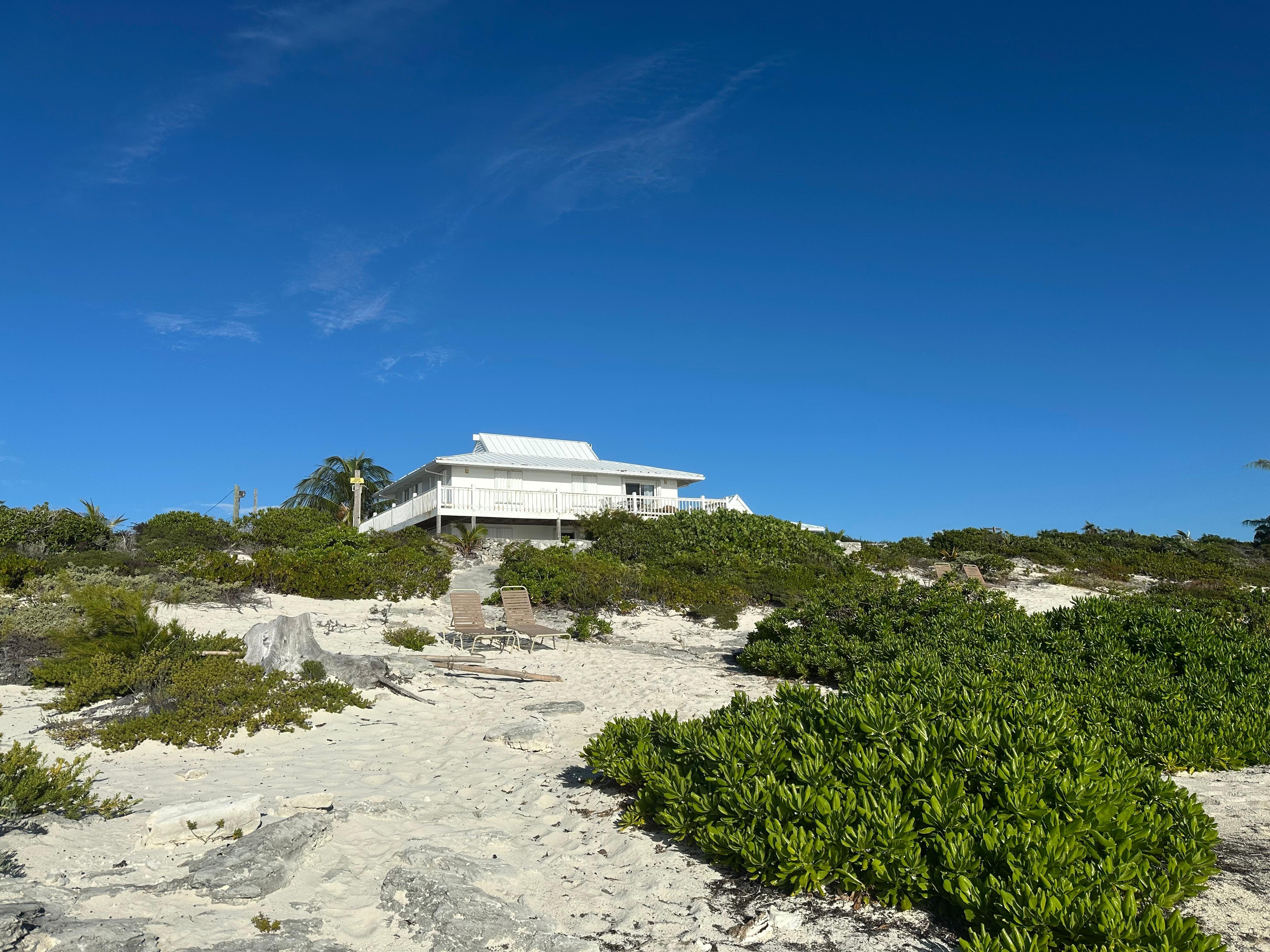 From the beach looking up at the villa 