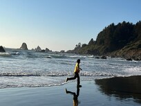 Running in a nearby beach
