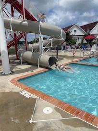 Kids loved the slide into the outdoor pool.