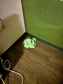 Dirty room and clothes from previous people