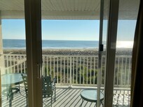 Looking out the door to the balcony