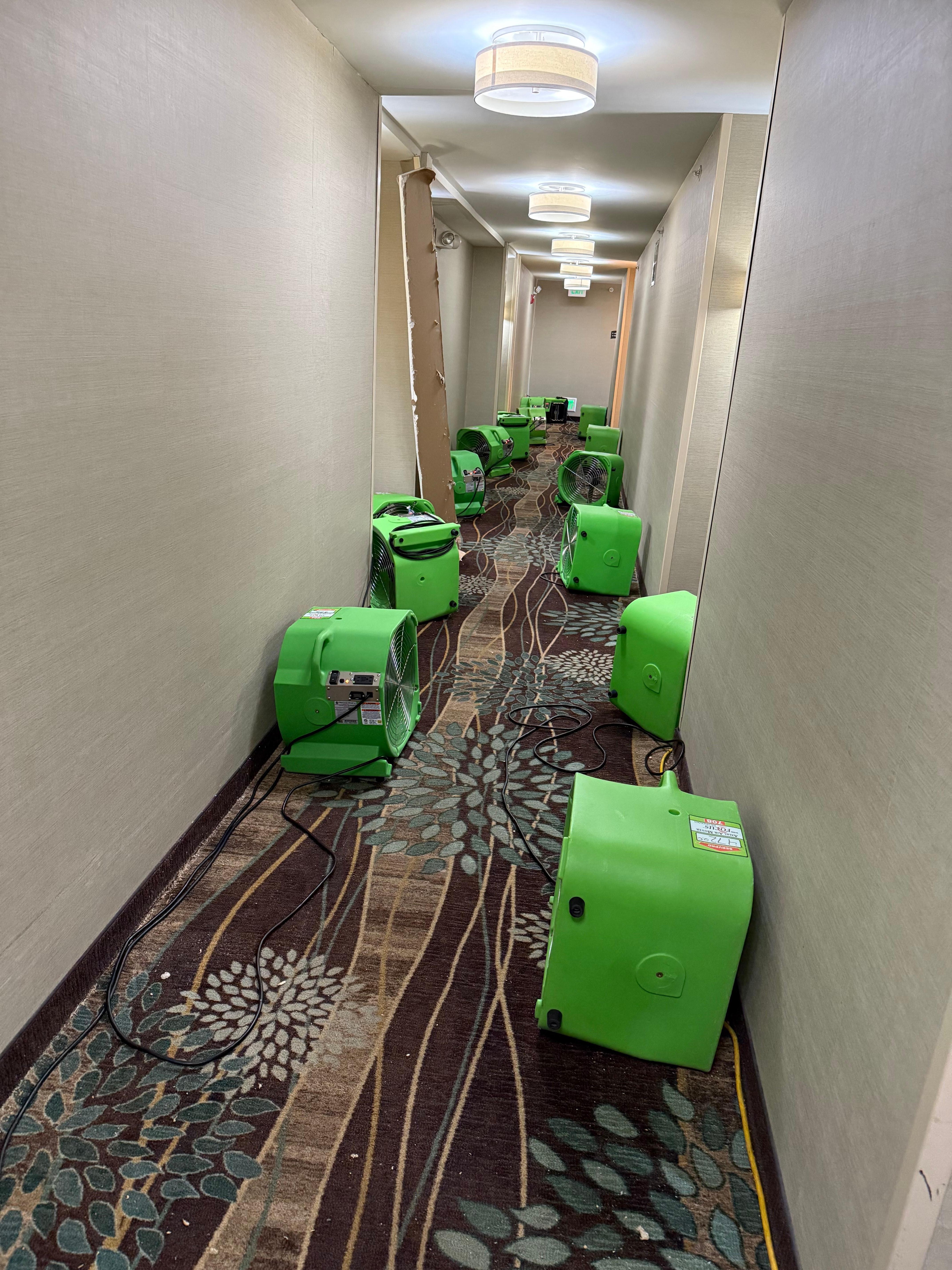 Aisle with dozens of dehumidifiers 