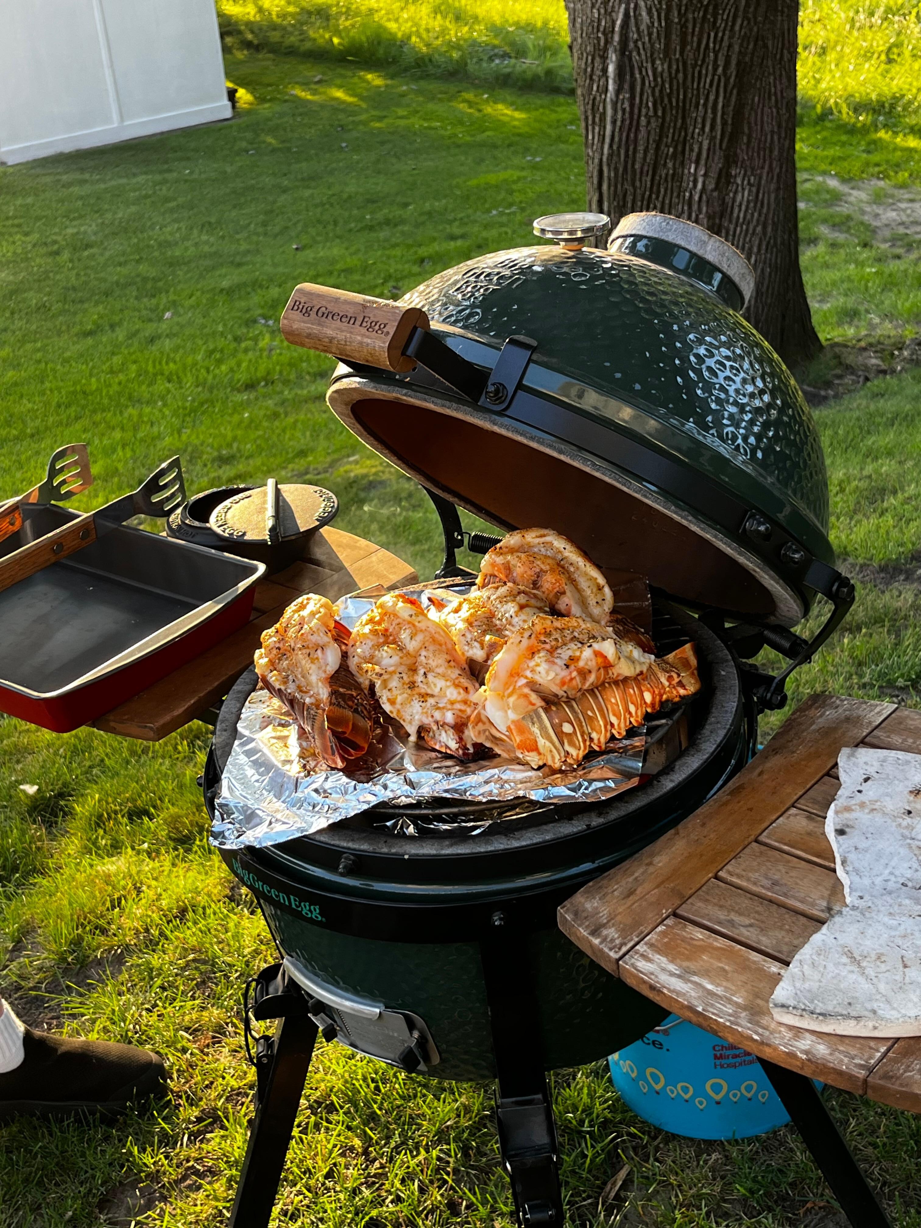 We brought our own grill and had a surf & turf feast.