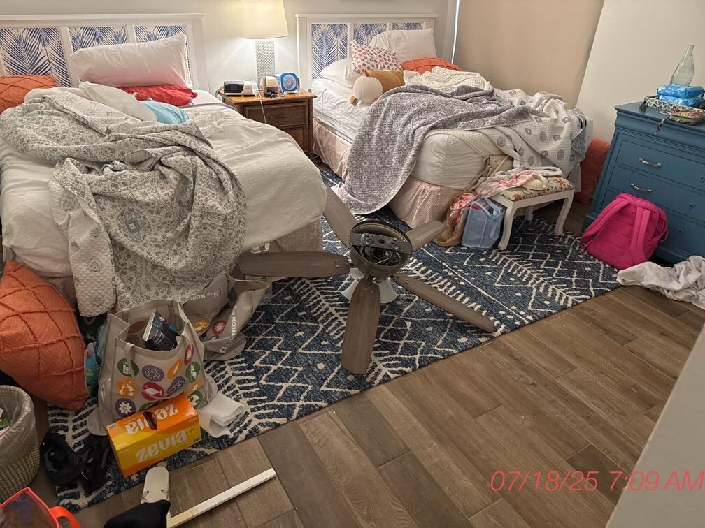 After we turned on the lights. And got my niece out of the room