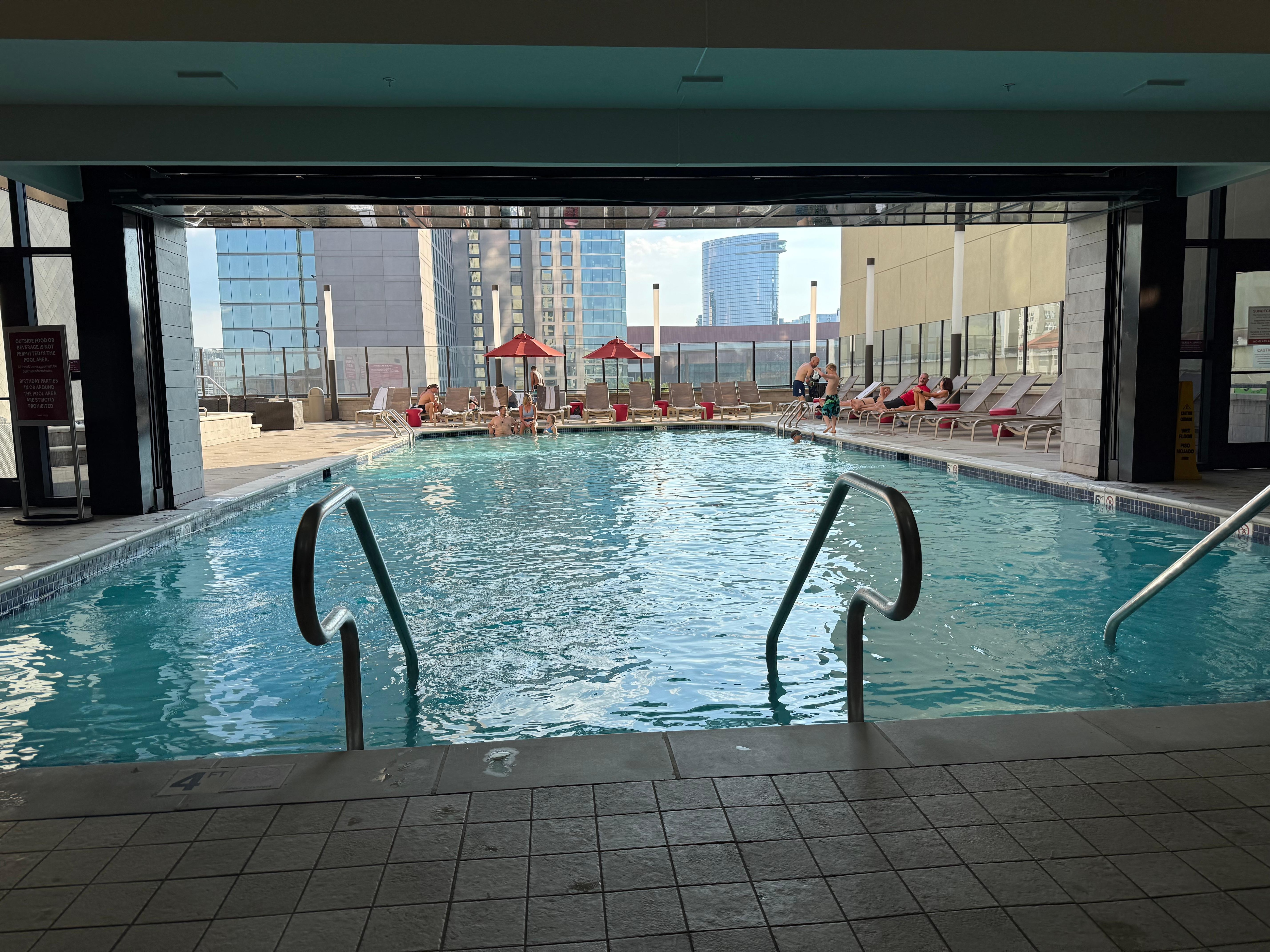 Indoor outdoor pool and hot tub.