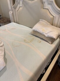 The bed literally appeared like a crime scene occurred