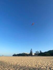 Beach is wonderful, slight cove, so no huge waves, but it’s not patrolled beach.