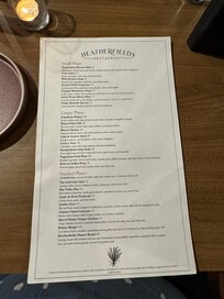 Menu at restaurant