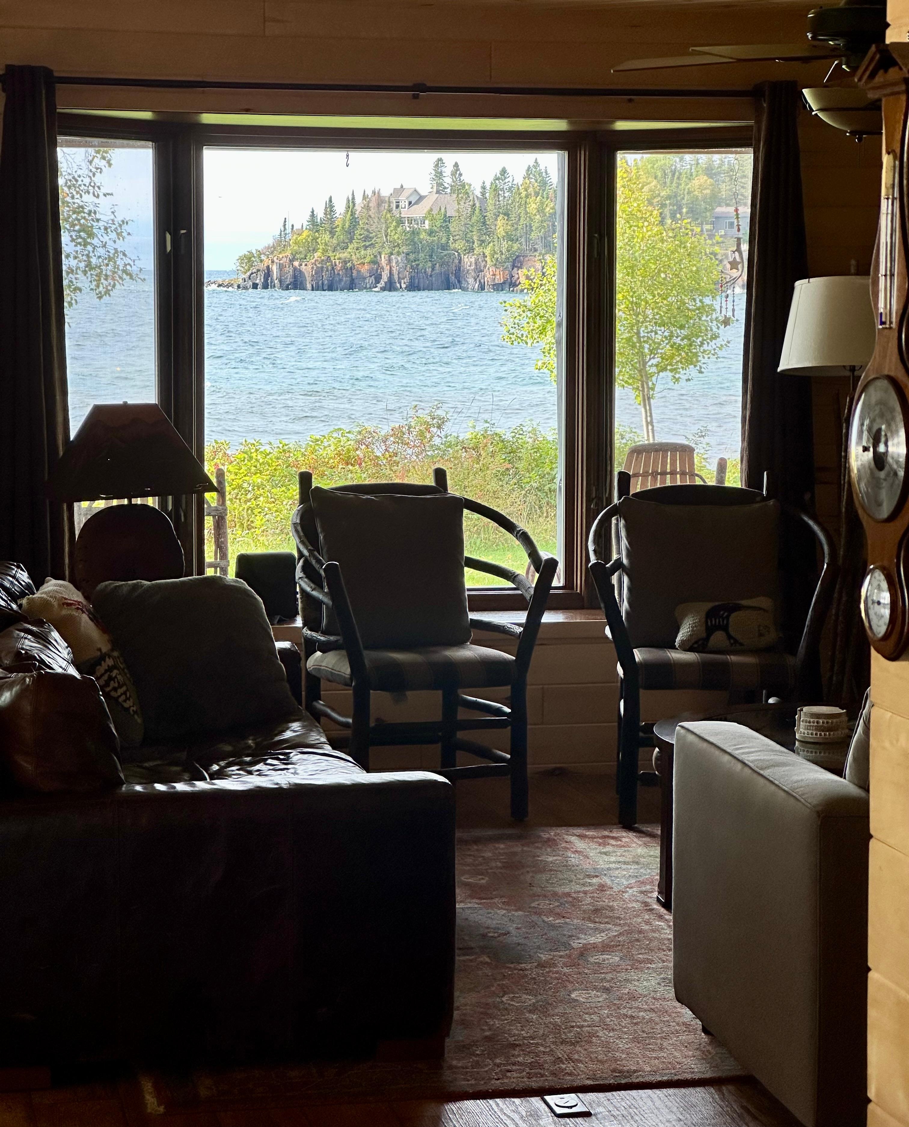 View from living room of cabin.