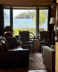 View from living room of cabin.