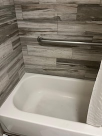 Okay tub I wore shower shoes