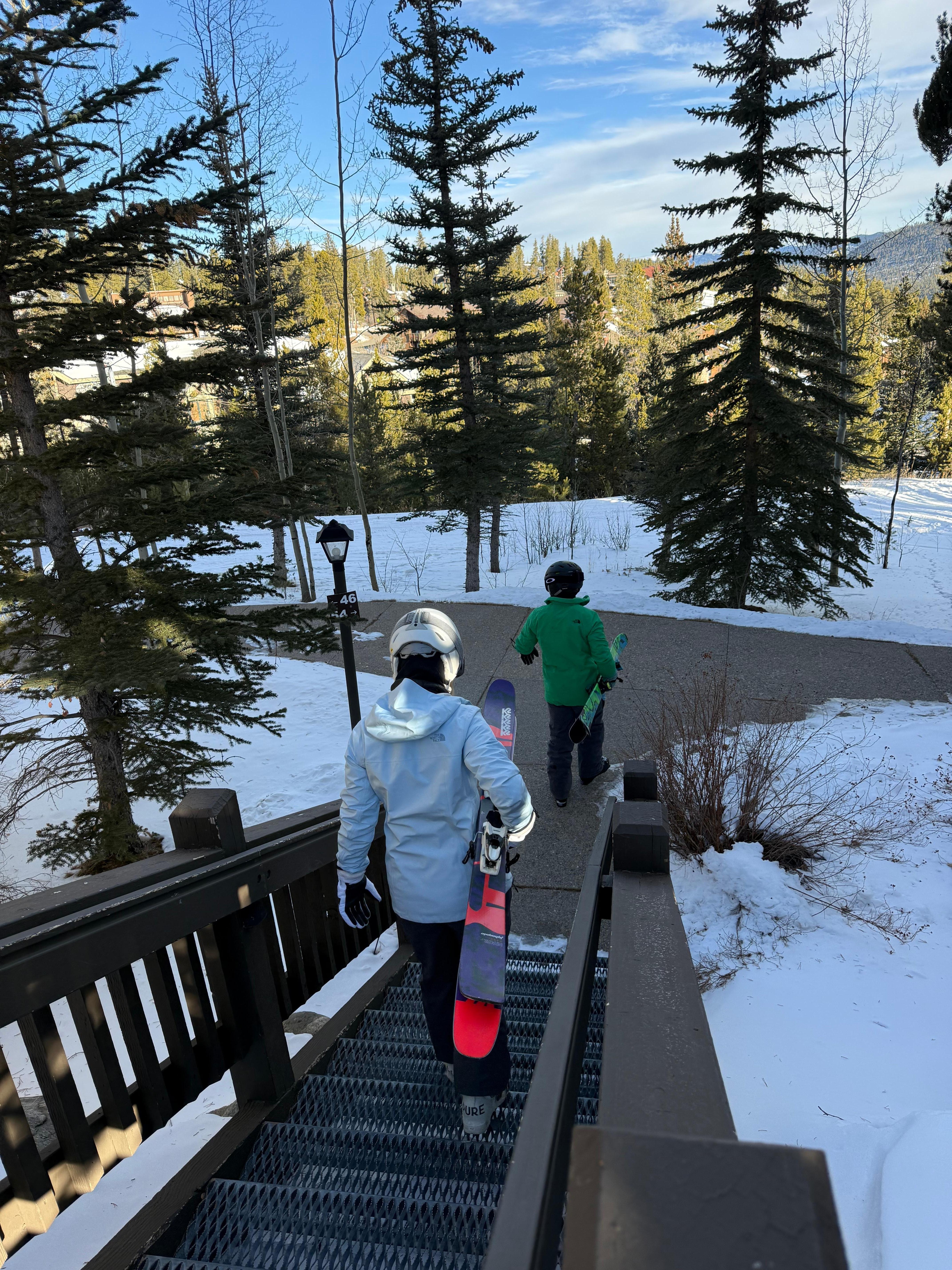 Stairs down to the trail access right next door