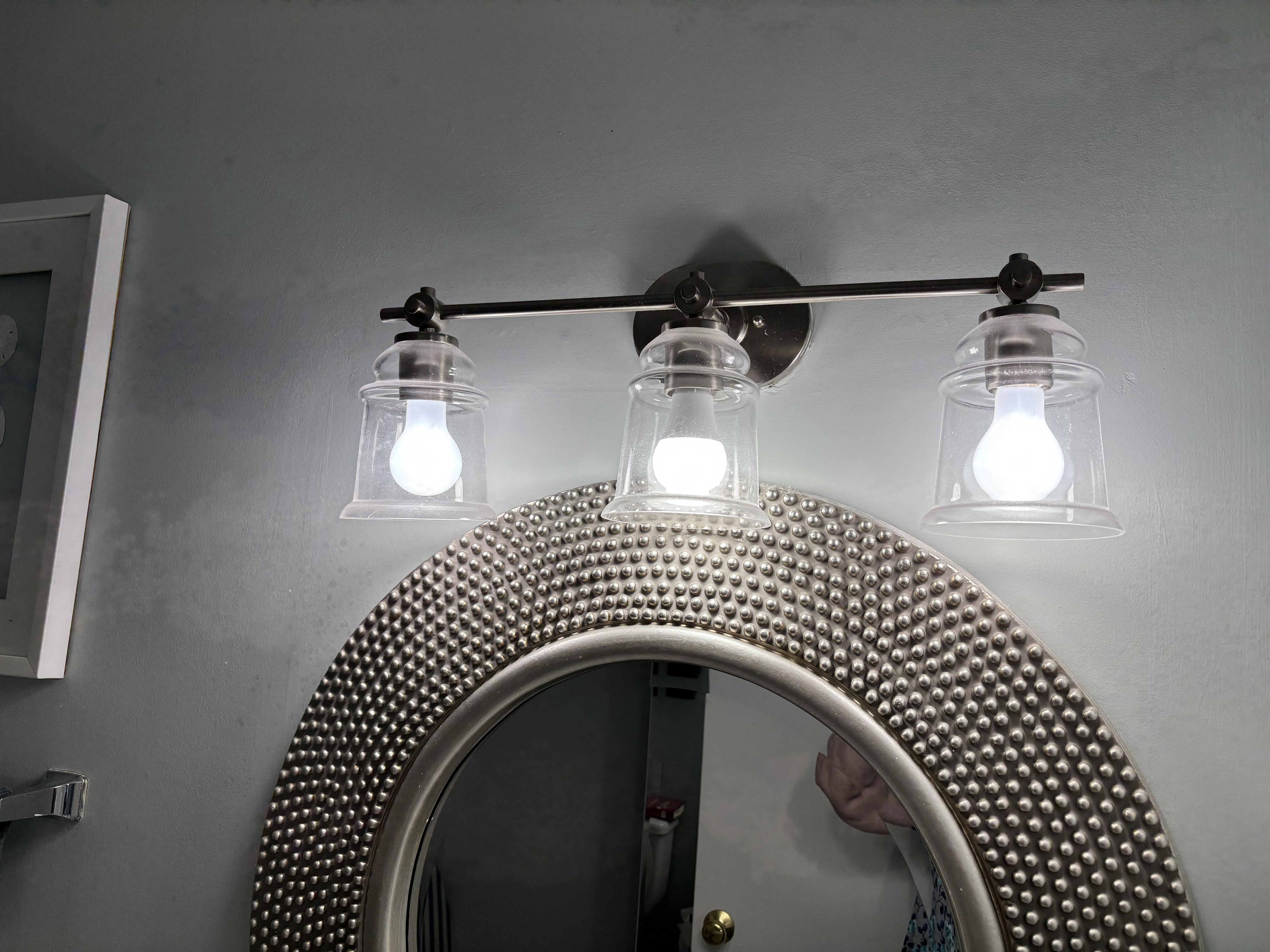 Light shades dirty, mirror too low to be useful