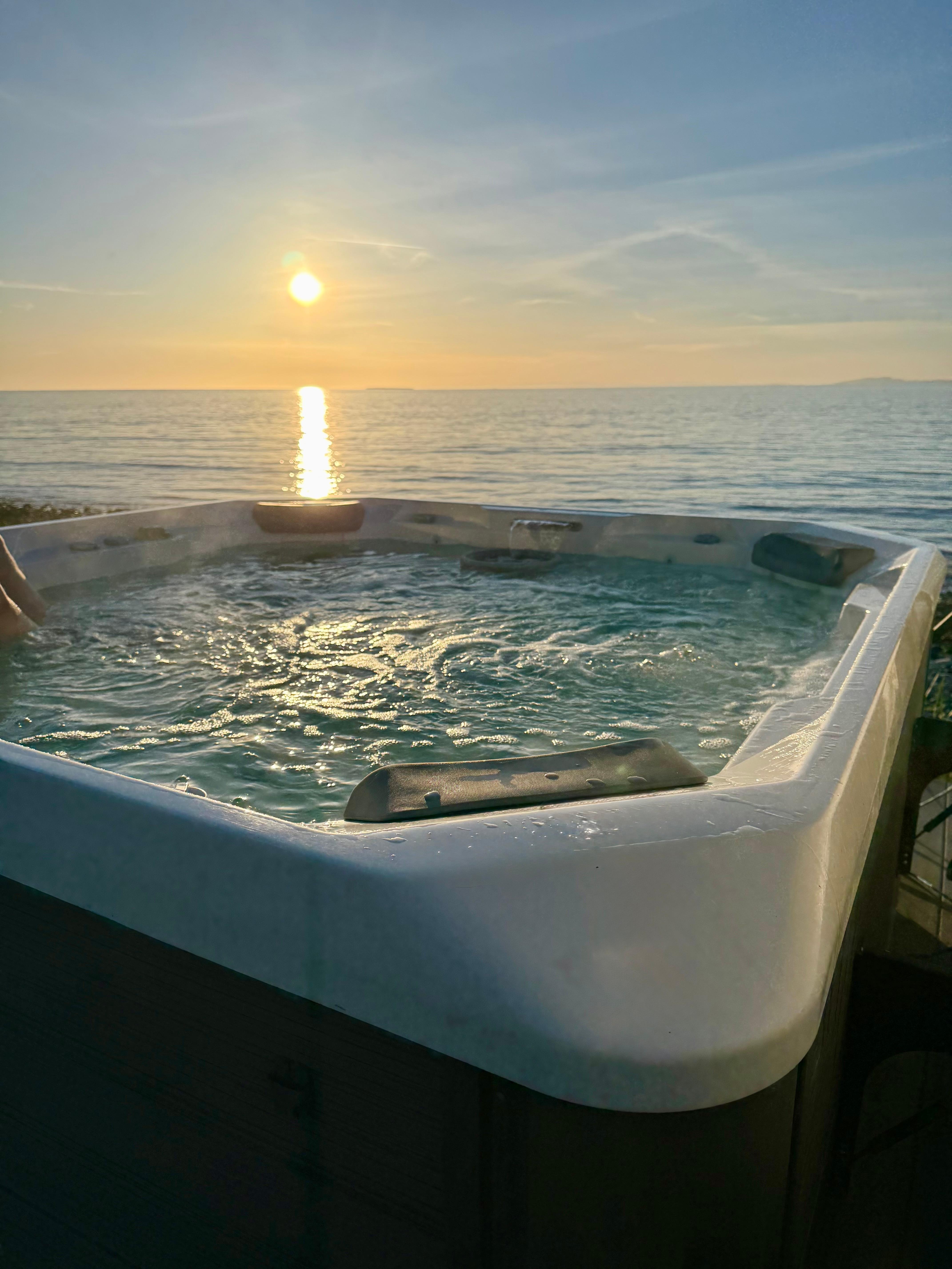 Hot tub at sunset