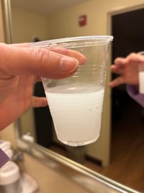 not joking, this is the water that comes out of the faucet in this place. needless to say we didn't drink the water