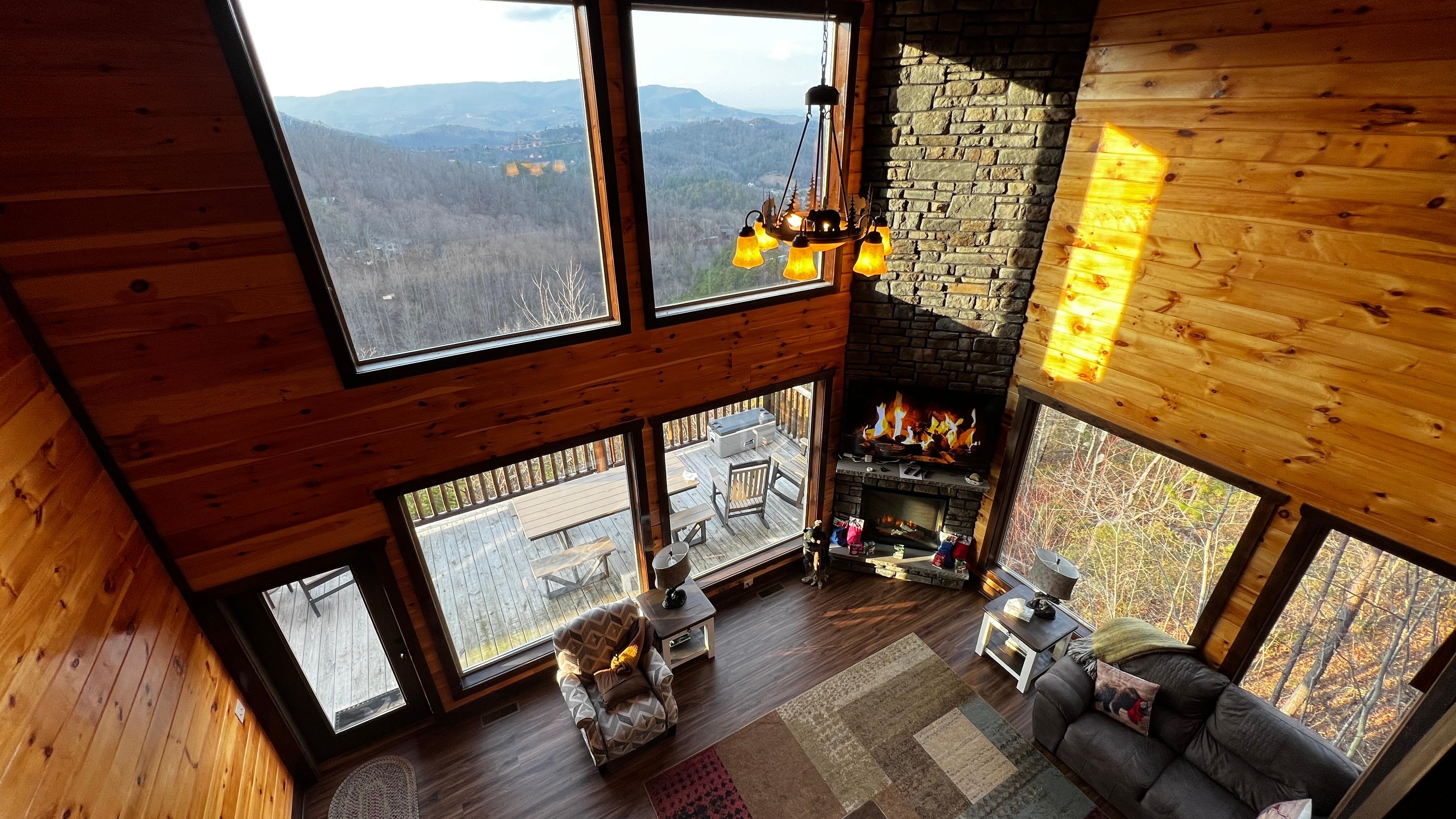 View of the main living area from the loft. 