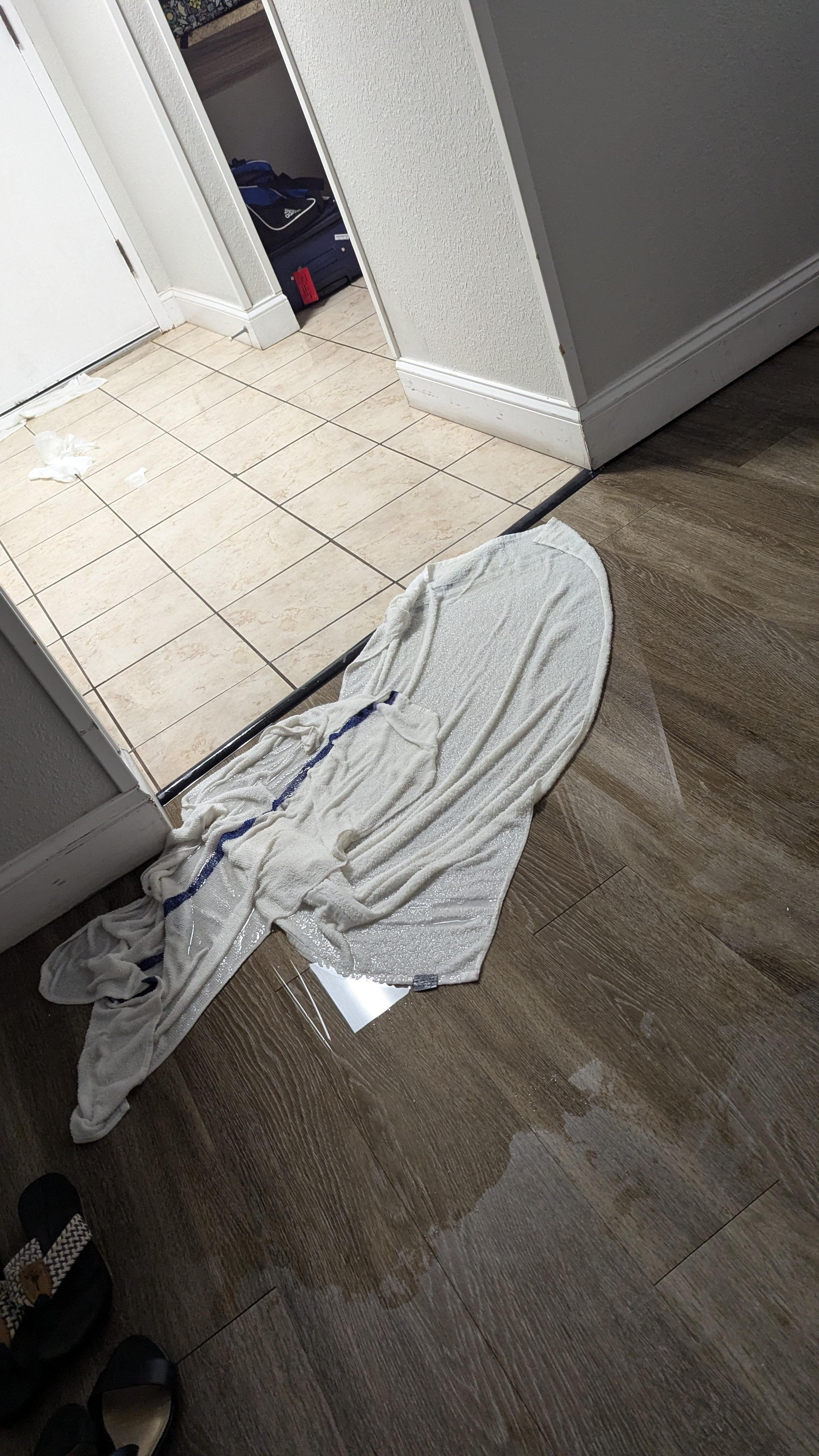 flooded kitchen and bed room area