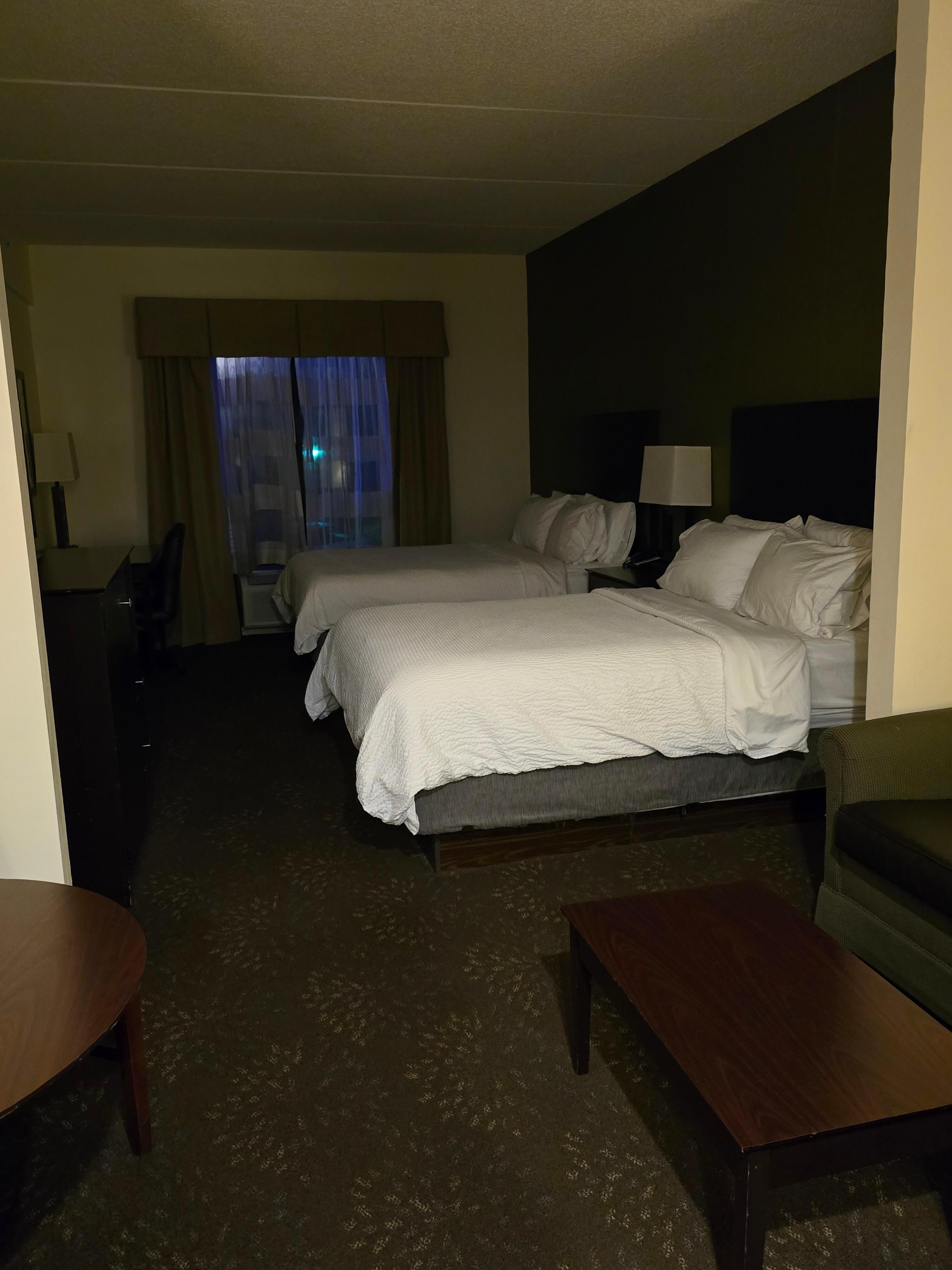 Double sofa sleeper, table, coffee table area