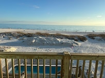 View of beach from balcony