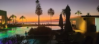 Sunset at night by the pool.
