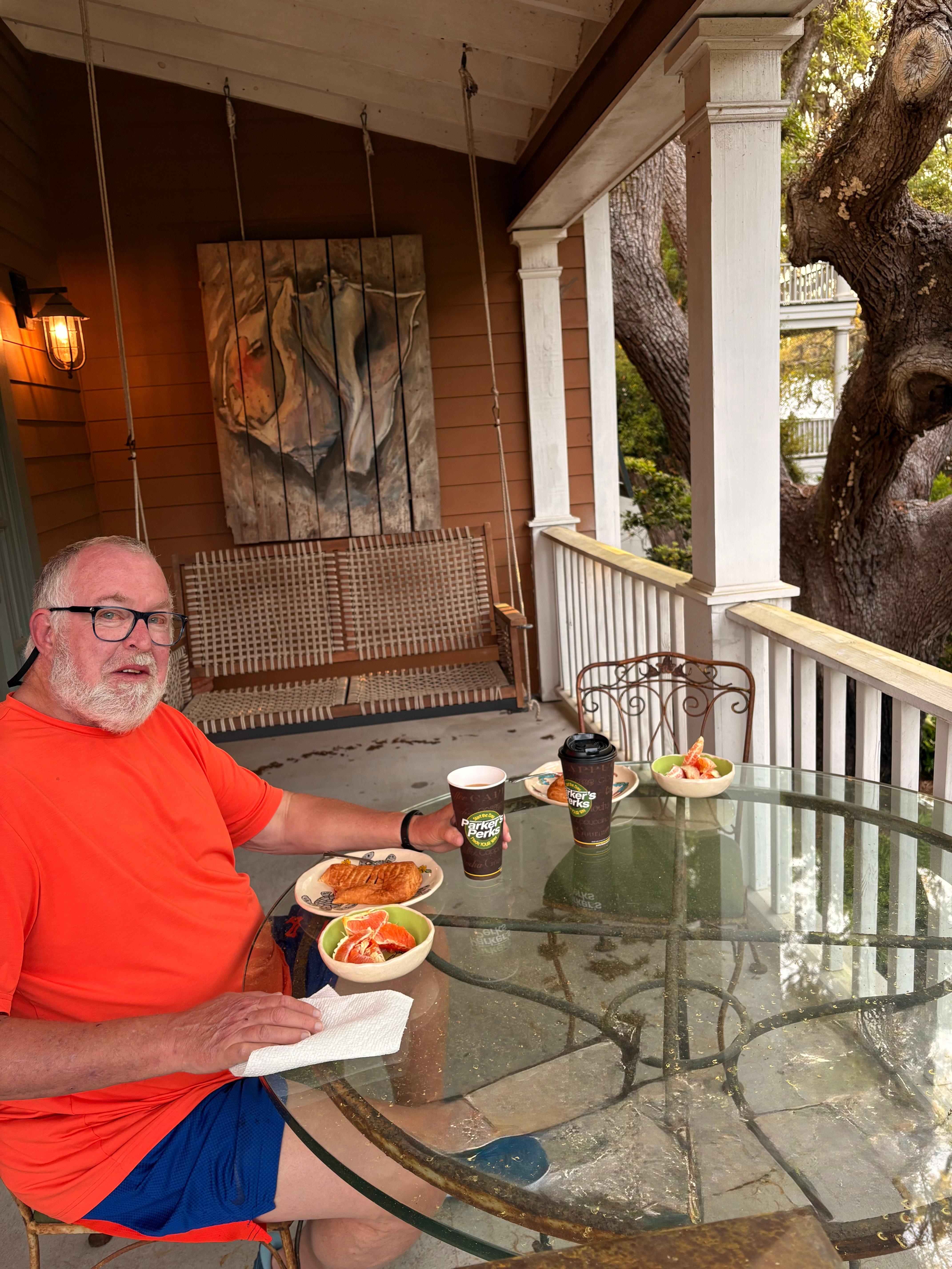 Breakfast on the front porch