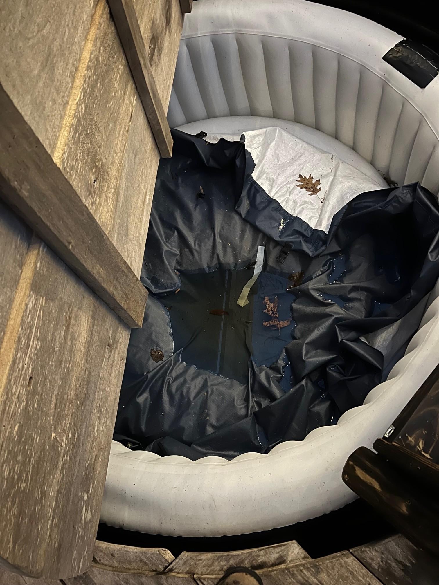 Hot tub out of commission from storm the night before.