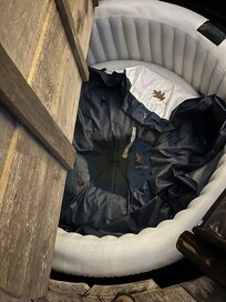 Hot tub out of commission from storm the night before.