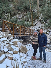 At Mingo Falls in Cherokee, about an hour away from the cabin!