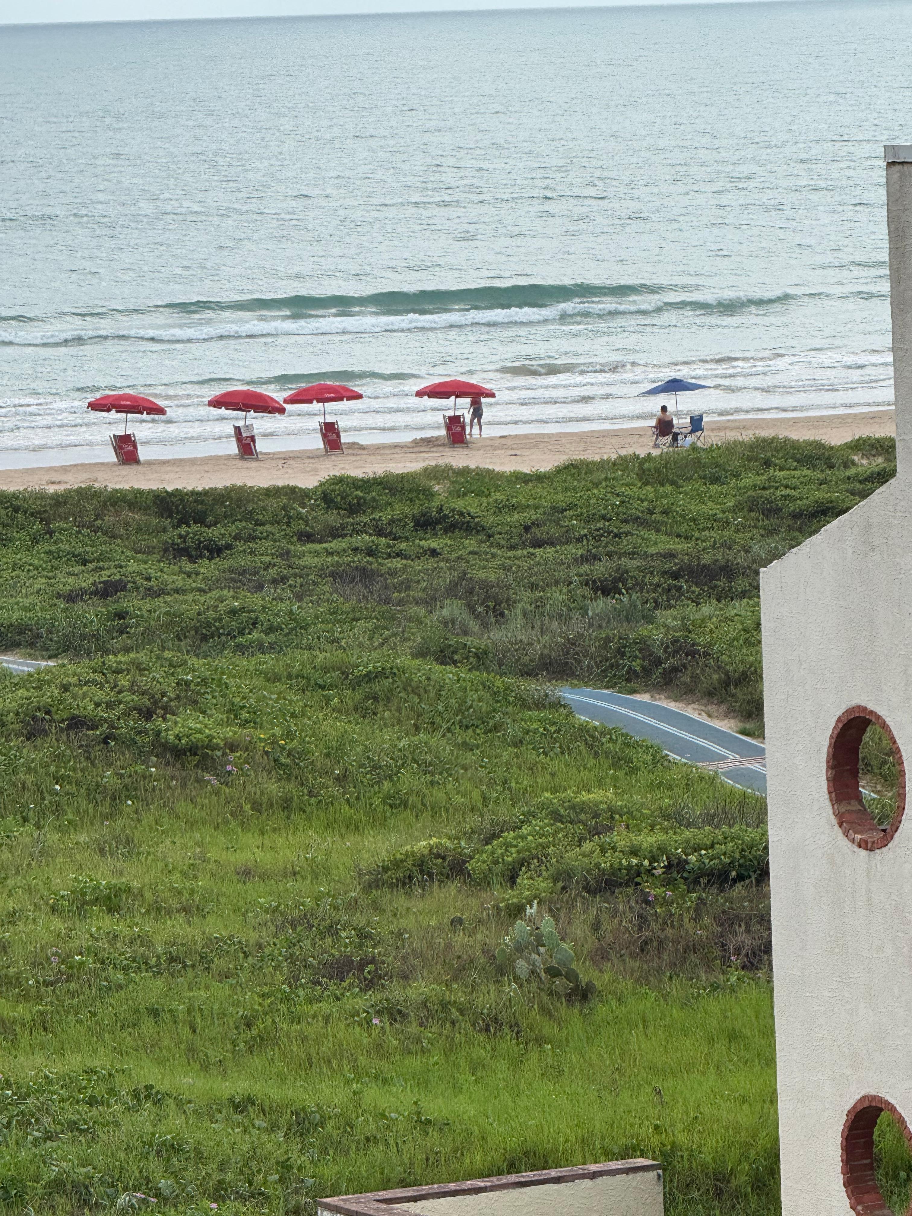 Balcony view of the beach.