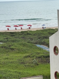 Balcony view of the beach.