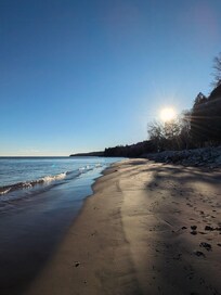 The beach across the road
