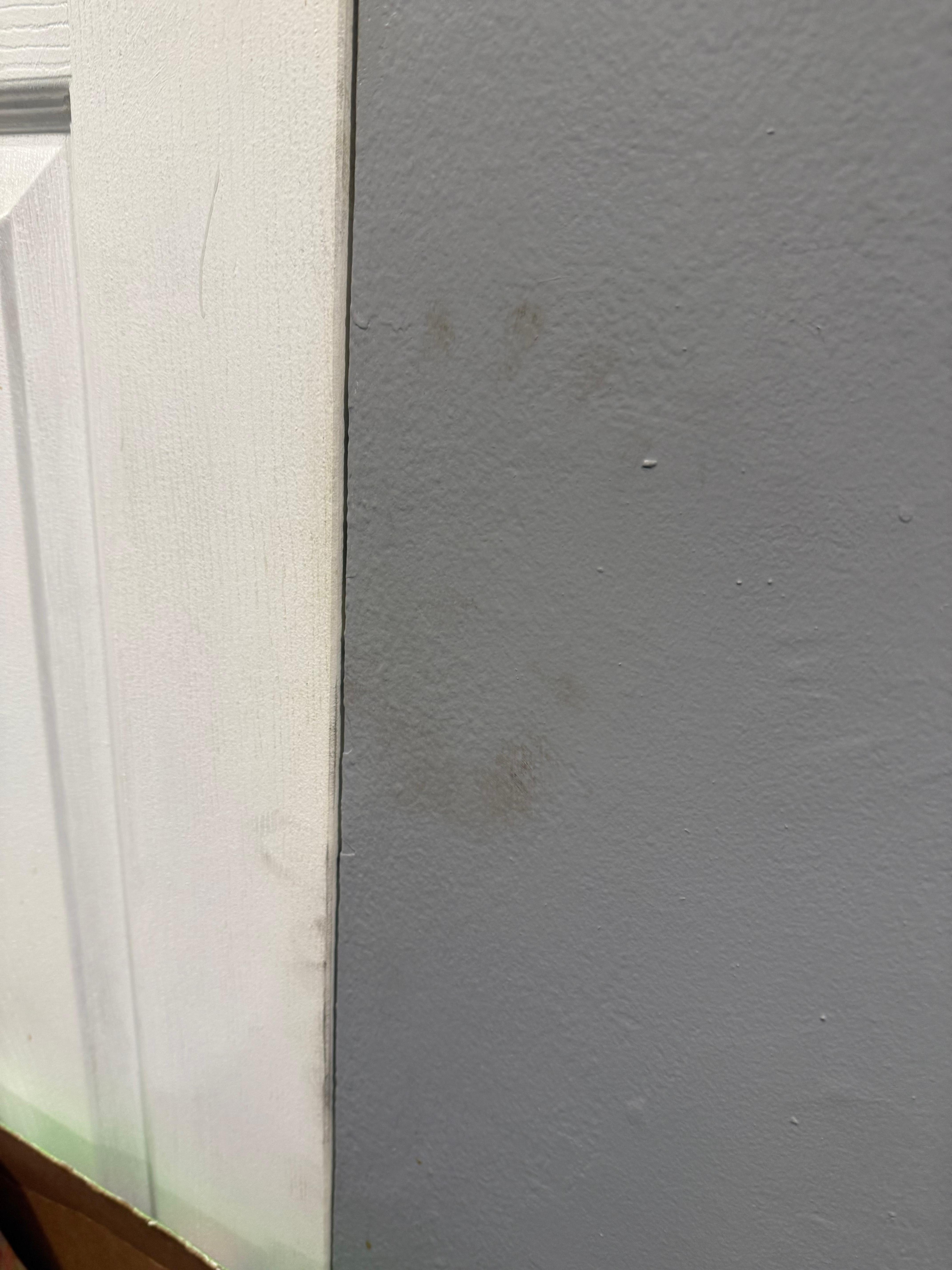 Dirty handprints on kitchen wall