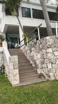 View from the pool level up to Villa 1 house