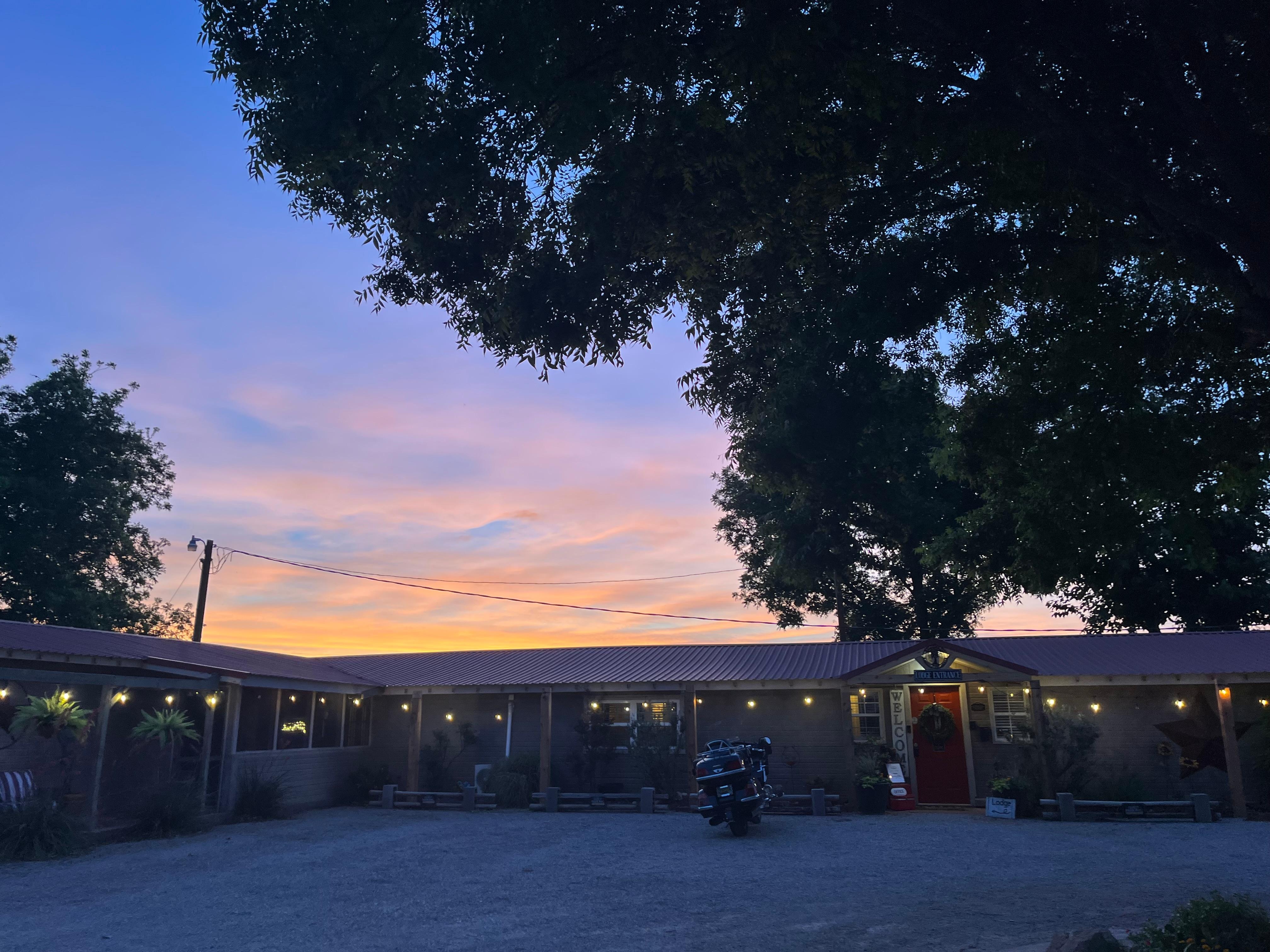Sunrise over the lodge.  