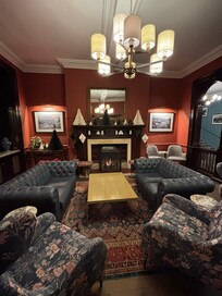 Lovely welcoming area with lot burning fire