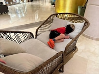 Son in the lobby to sleep at 10pm because our room was too loud with the wedding event.