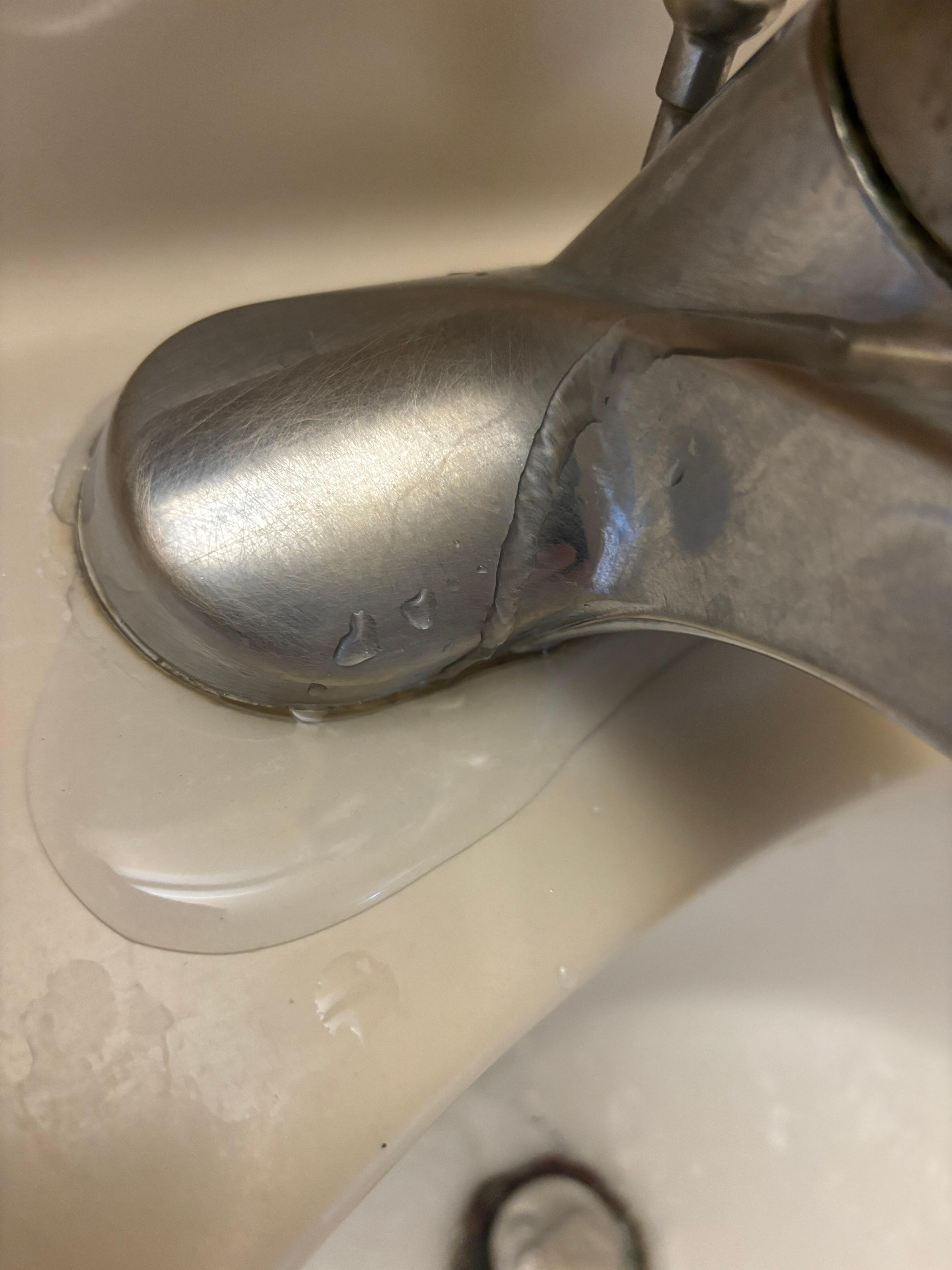 Water running down handle