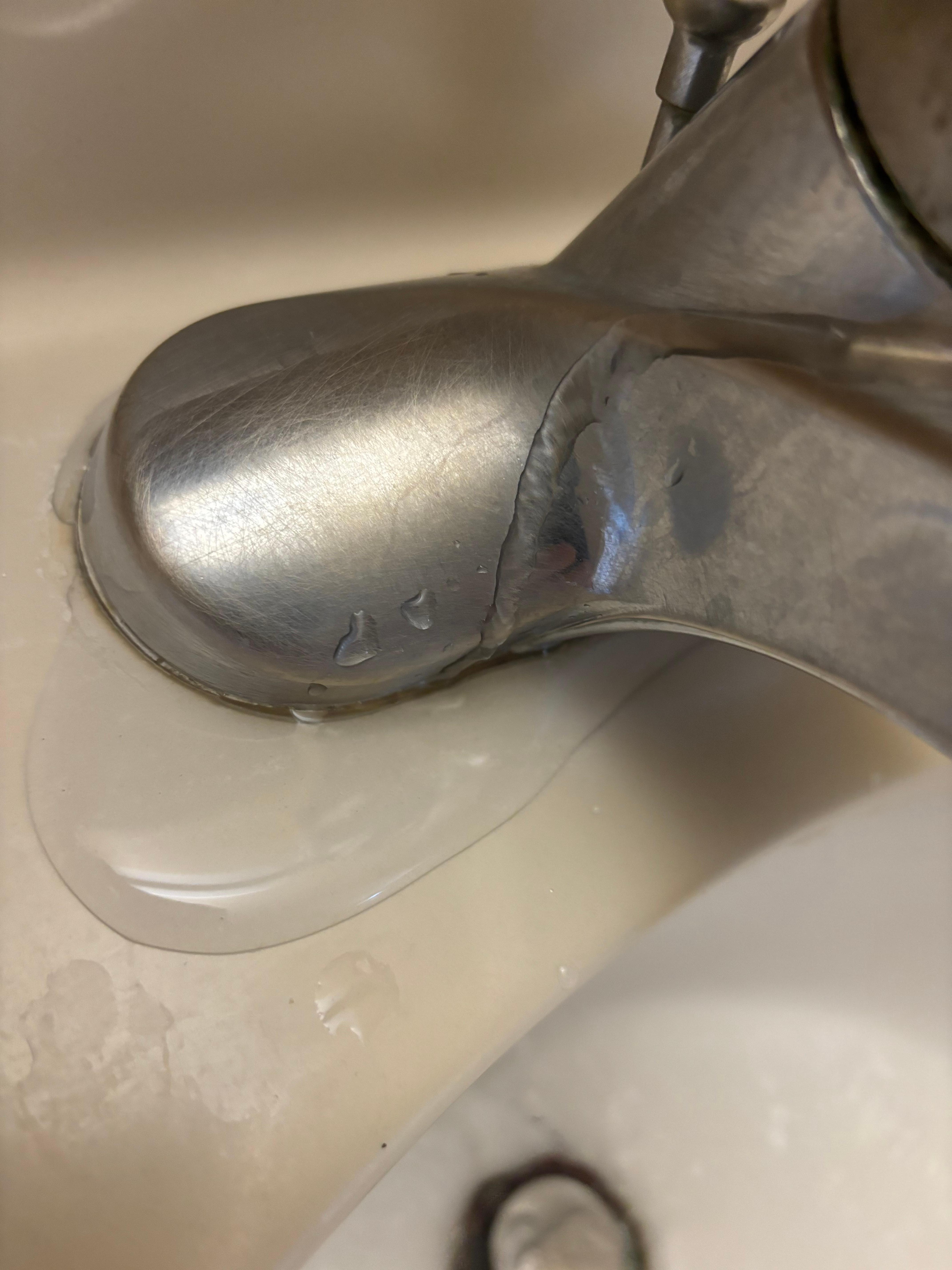 Water running down handle