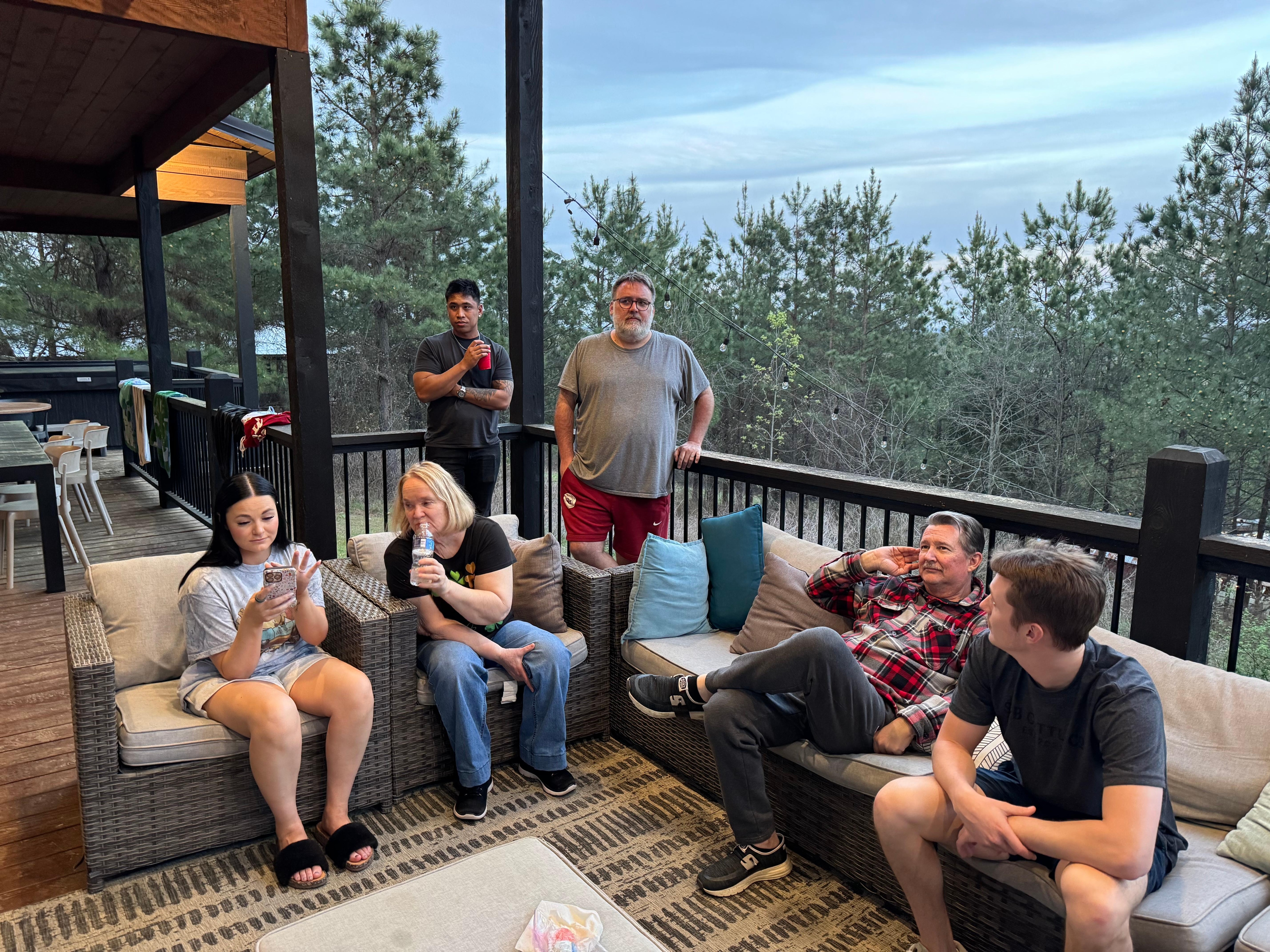 visiting on main balcony