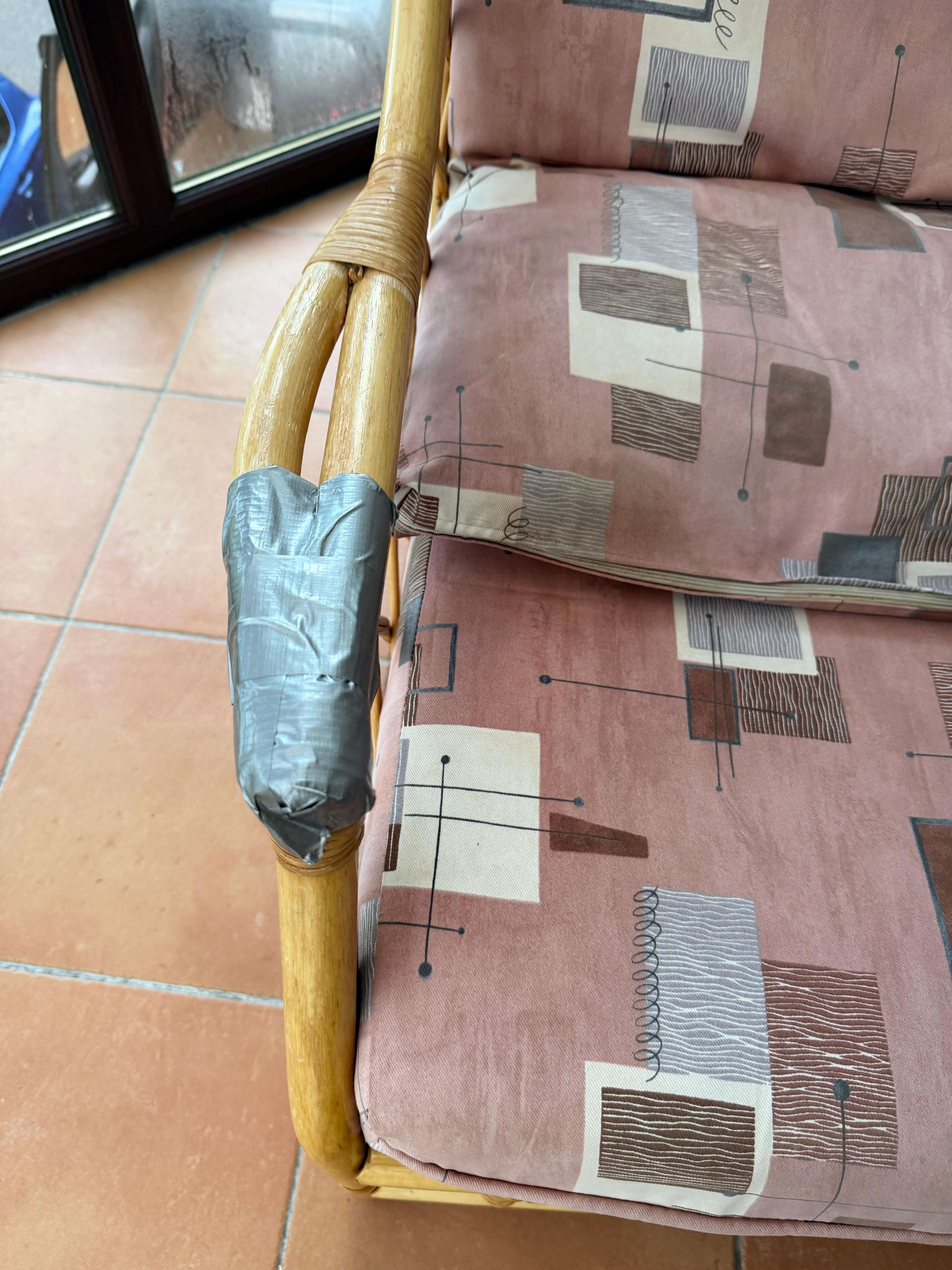 Gaffer tape on arm rest