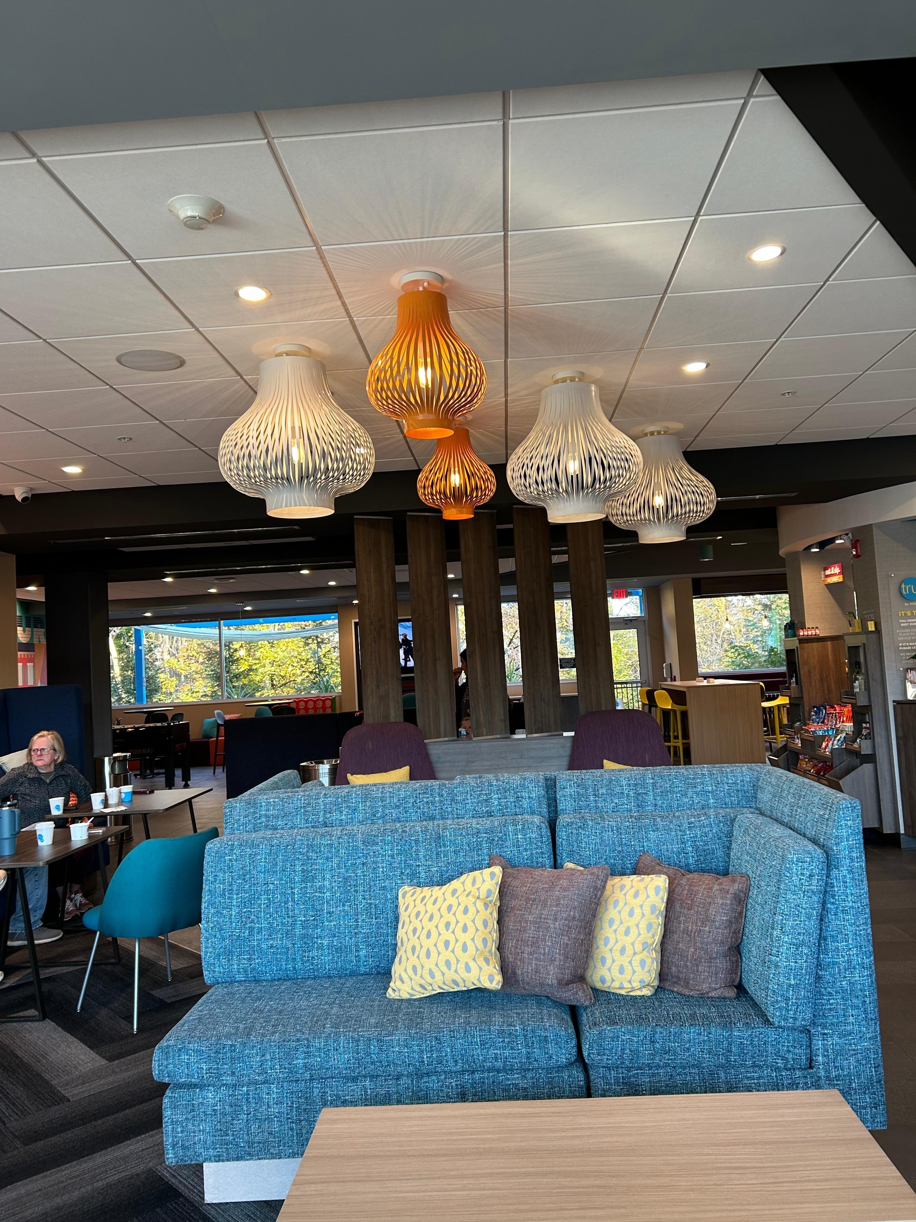 Eclectic lobby decor