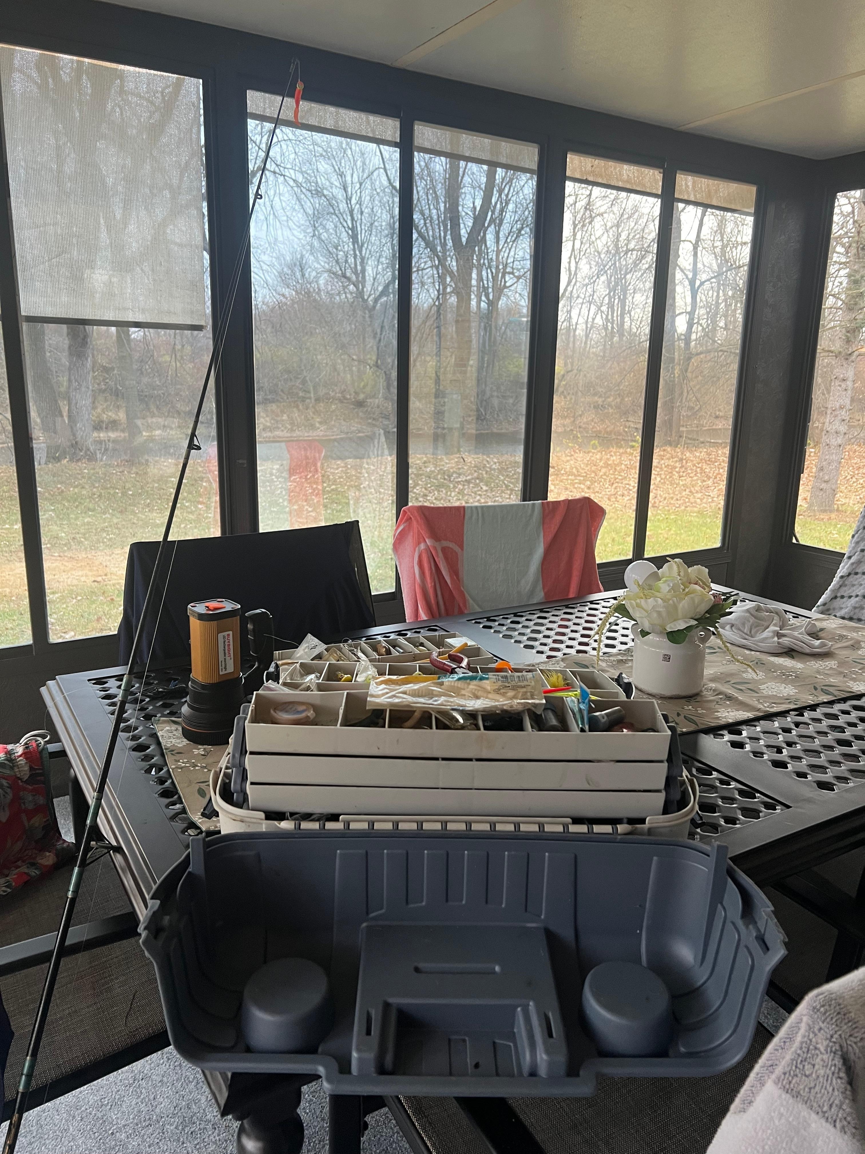 Our sons attempted some fishing, during the day and night. No luck, but a good time. The trees are pretty tight along the bank, made casting a little difficult, but beautiful 